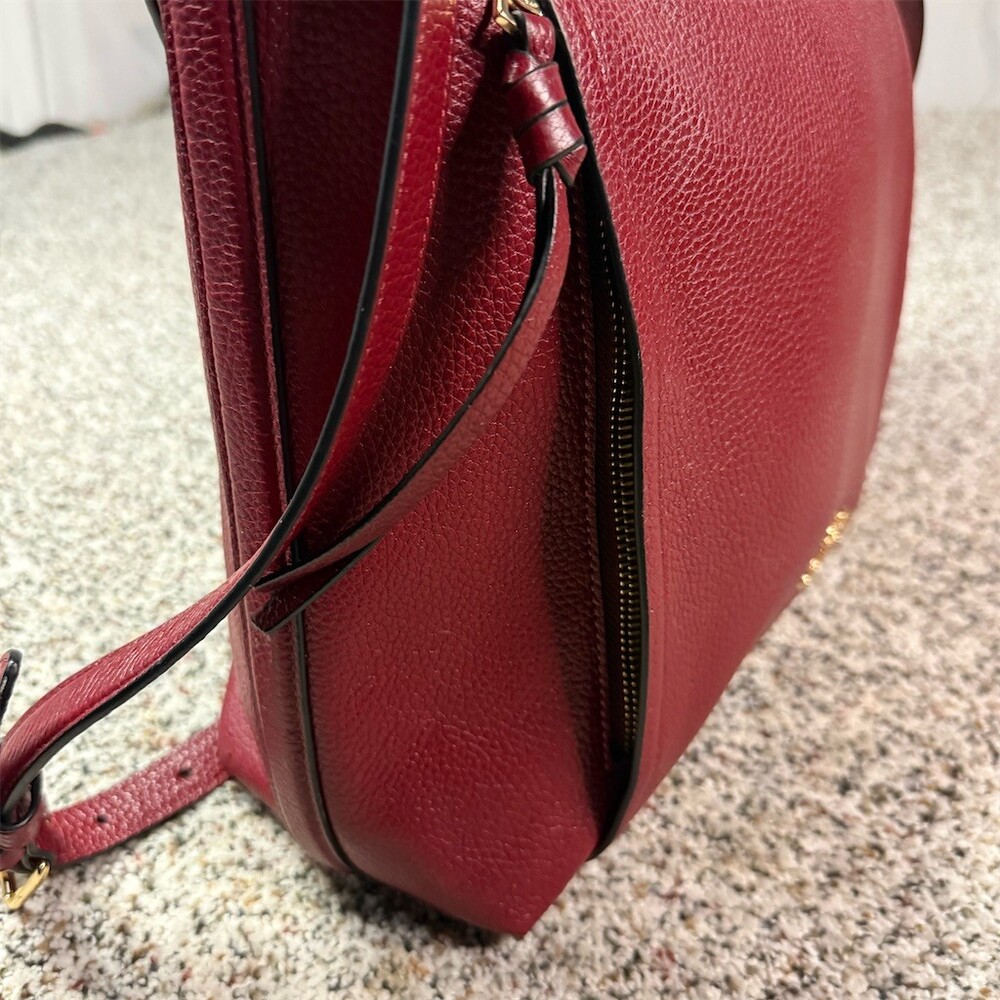 Coach Marlon Hobo Shoulder Bag Womens Burgundy Oxblood Gold Hardware Zip - Picture 11 of 16